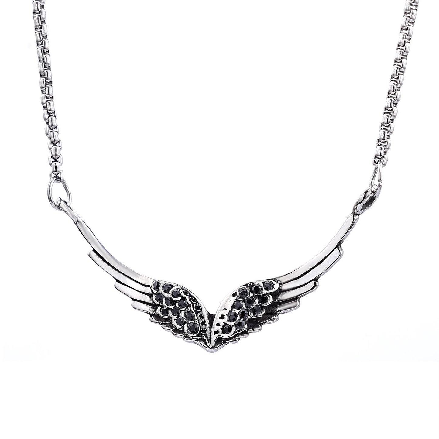 Wings Black CZ Necklace