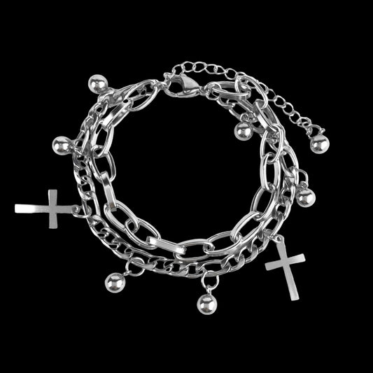 Double Layered Cross Bead Bracelet