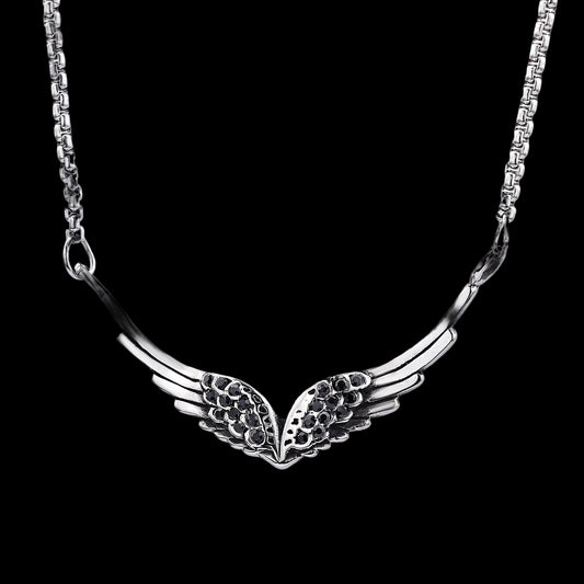 Wings Black CZ Necklace