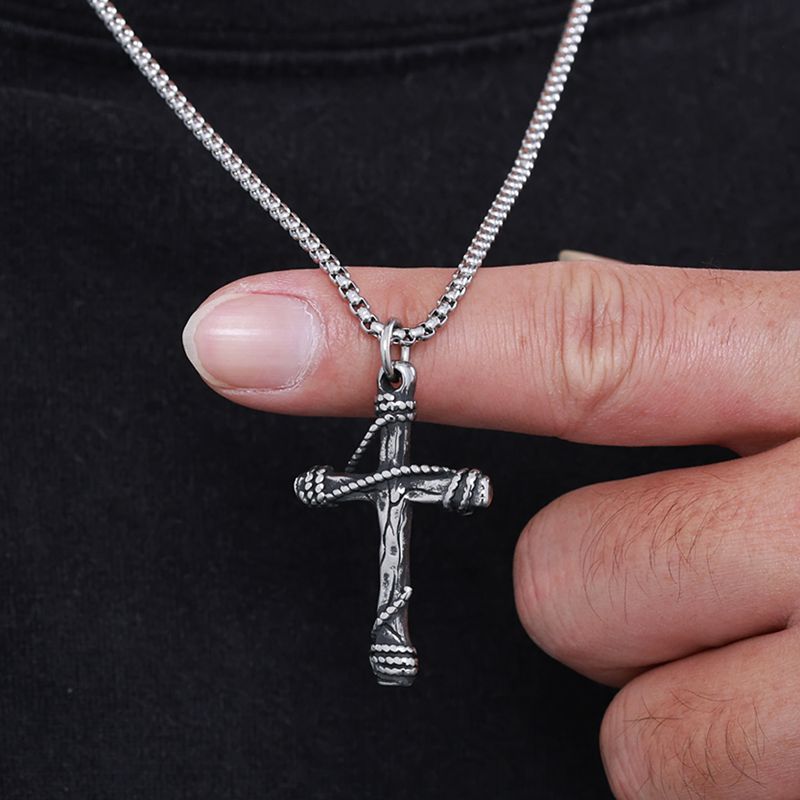 Cable Cross Necklace