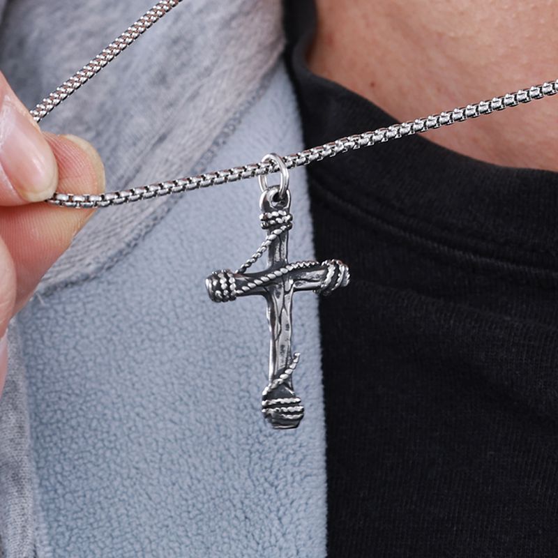Cable Cross Necklace