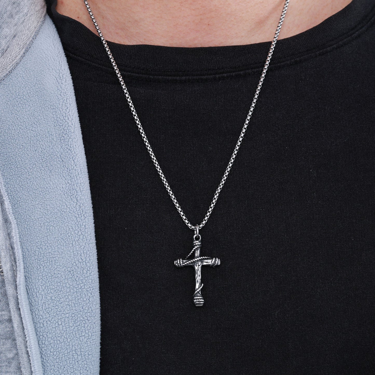 Cable Cross Necklace