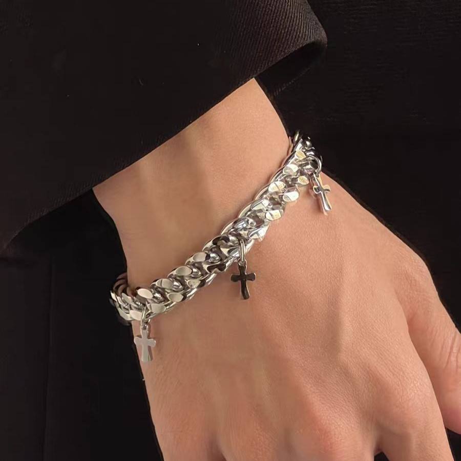Multi Cross Cuban Bracelet